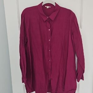 Eileen Fisher Rich Berry Button-Front Shirt